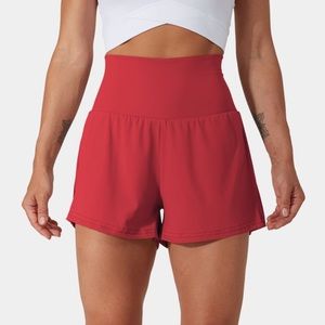 Red Halara Back Pocket 2 in 1 Gym Shorts